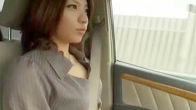 Japanese babe Riko Chitose in mind-blowing masturbation scene on car JAV