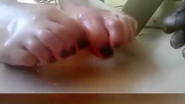 Japanese Oily Foot Tease w Quick Footjob ~ JAV Porn Video