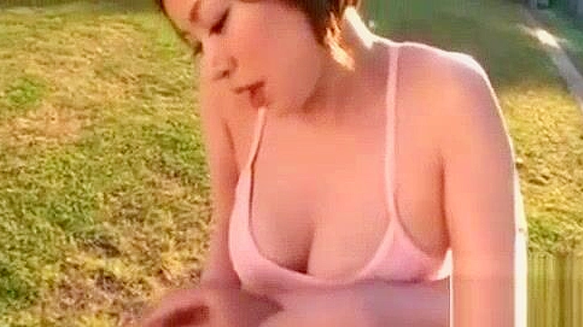 Jap MILF Gets Pounded in Public by Creamy White Cock