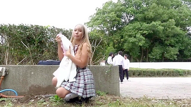 Slim Teen Japanese Exhibitionist  Gets Filmed by Stranger in Public Sexual Adventure