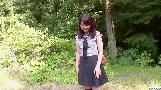 Japanese Busty Exhibitionist Strokes Her Slippery Clit in Public Park