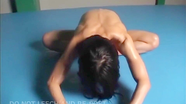 Asian Gymnast Stretching ~ Oiled-Up Flexibility in Full View