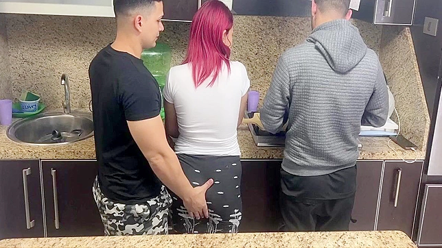 Watch as a Husband Cooks with His Wife, but His Friends Put Their Hands on Her Next to Him - Hot NTR Cuckold Video!