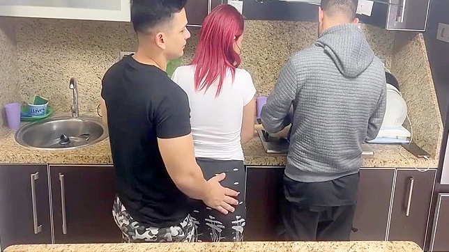 Watch as a Husband Cooks with His Wife, but His Friends Put Their Hands on Her Next to Him - Hot NTR Cuckold Video!