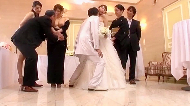 Fulfill Your Wildest Fantasies with a Sexy Bride, Two Friends, and a Lucky Groom at a Japanese Wedding!