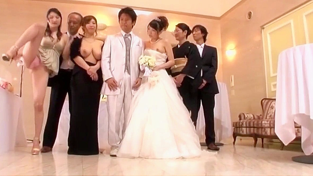 Fulfill Your Wildest Fantasies with a Sexy Bride, Two Friends, and a Lucky Groom at a Japanese Wedding!