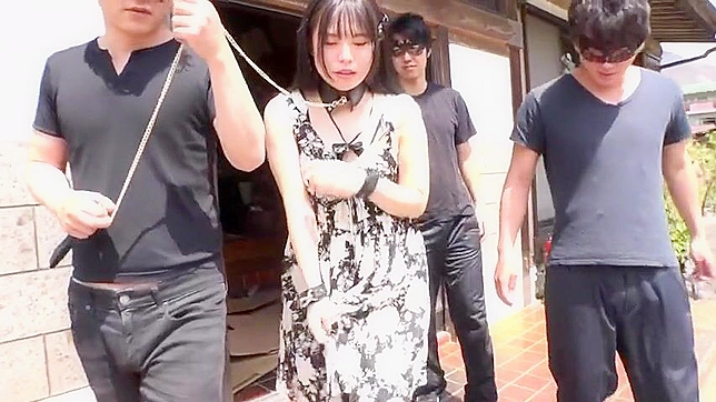 Bitch Slapped in Public, Luscious Japanese Slut with Small Tits Endures Outdoor Bondage