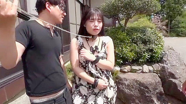 Bitch Slapped in Public, Luscious Japanese Slut with Small Tits Endures Outdoor Bondage