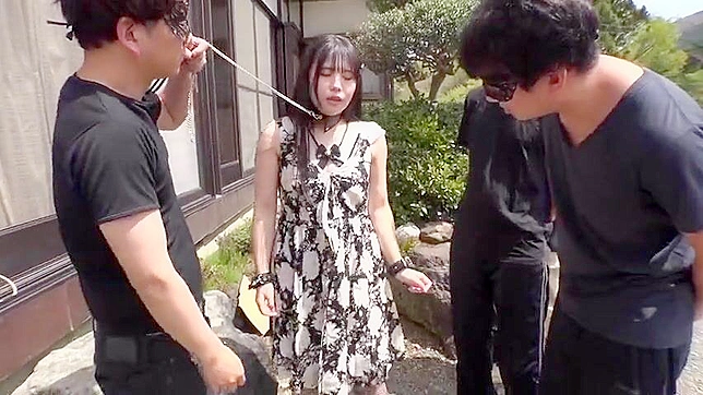 Bitch Slapped in Public, Luscious Japanese Slut with Small Tits Endures Outdoor Bondage