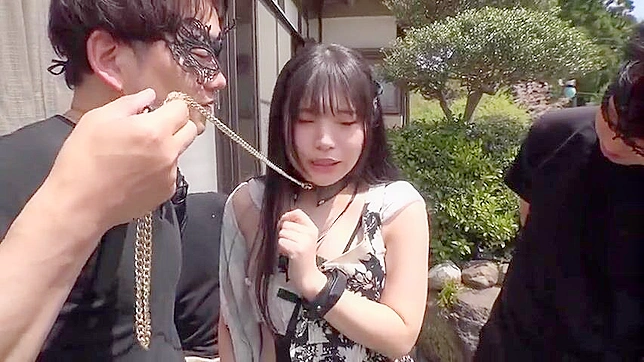 Bitch Slapped in Public, Luscious Japanese Slut with Small Tits Endures Outdoor Bondage