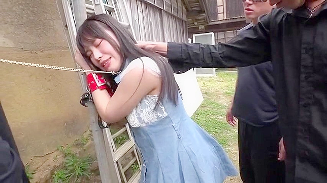 Small boobied luscious japanese bitch gets slapped and fucked in outdoor bondage humiliation!