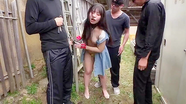 Small boobied luscious japanese bitch gets slapped and fucked in outdoor bondage humiliation!