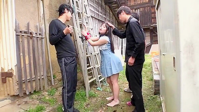 Small boobied luscious japanese bitch gets slapped and fucked in outdoor bondage humiliation!