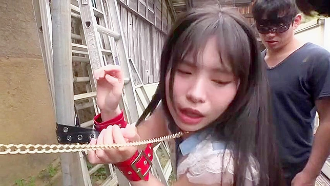 Small boobied luscious japanese bitch gets slapped and fucked in outdoor bondage humiliation!