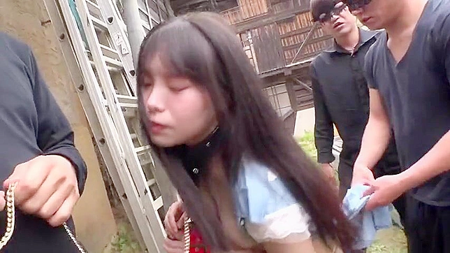 Bitch Slapped and Tied Up! Slutty Japanese Babe with Small Tits Gets Outdoor Humiliation