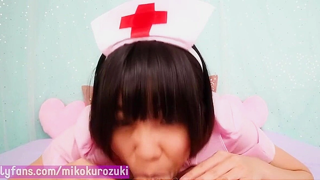 Japanese Nurse Miko Kurozuki Takes It All - Gapes After Messy Blowjob