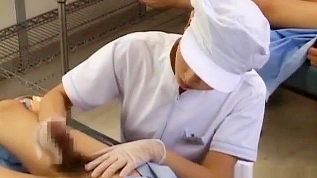 JAV Slutty Nurse Gobbling Down Her Patient's Stiff Cock