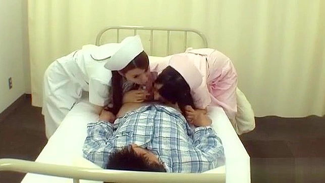 JAV Nurse Fetish ~ Threesome with Huge Cocks