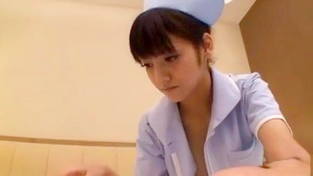 Naughty Japanese Nurse chick slurps a hard cock in a POV video