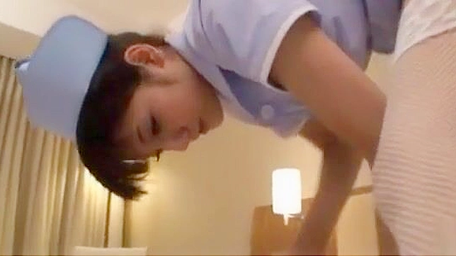 Naughty Japanese Nurse chick slurps a hard cock in a POV video