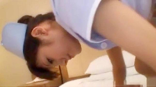 Naughty Japanese Nurse chick slurps a hard cock in a POV video