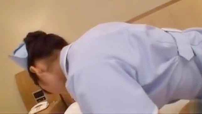 Naughty Japanese Nurse chick slurps a hard cock in a POV video