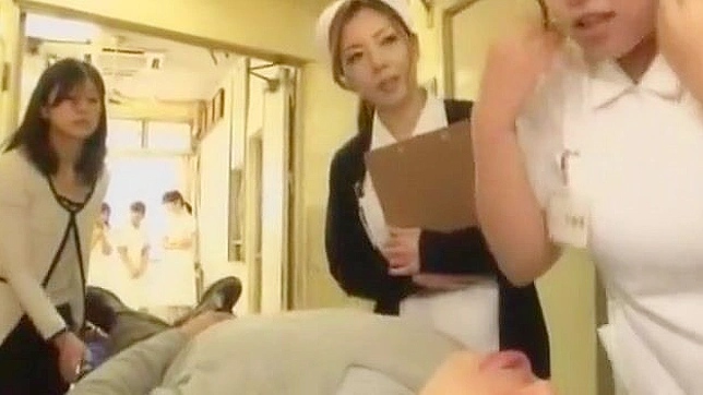 Cute Japanese Nurse teen masturbates before sucking a thick boner