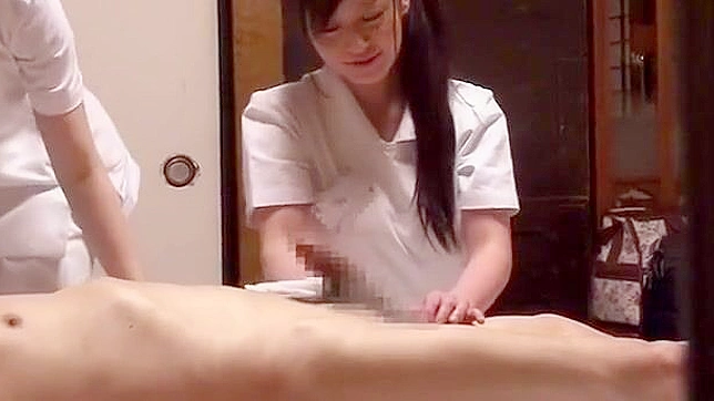 Petite Japanese Nurse babe satisfies a bunch of cocks with ease