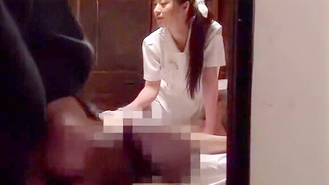 Petite Japanese Nurse babe satisfies a bunch of cocks with ease