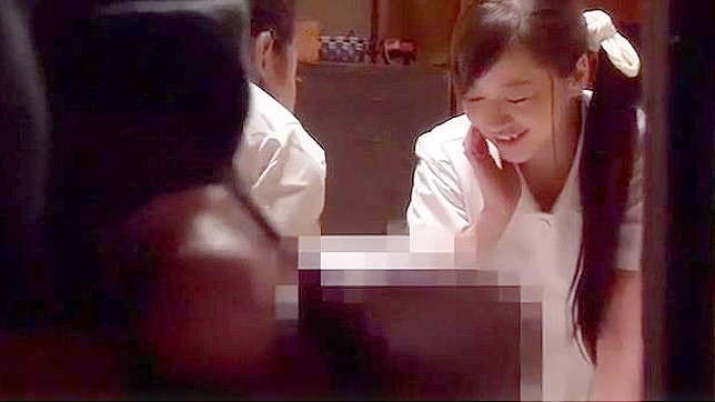 Petite Japanese Nurse babe satisfies a bunch of cocks with ease