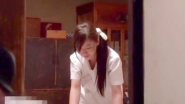 Petite Japanese Nurse babe satisfies a bunch of cocks with ease