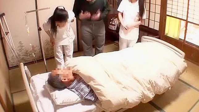 Petite Japanese Nurse babe satisfies a bunch of cocks with ease