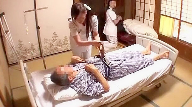 Petite Japanese Nurse babe satisfies a bunch of cocks with ease