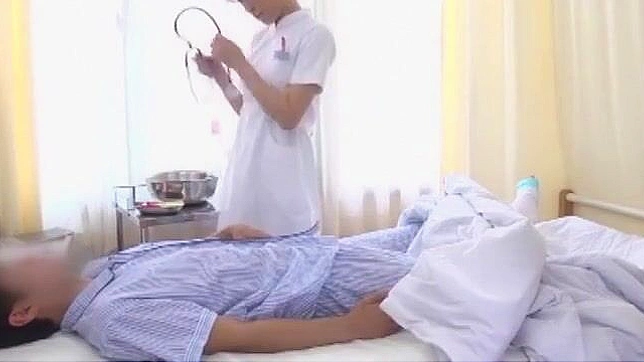 Sexy Japanese Nurse amateur cougar mounted for sex and facial