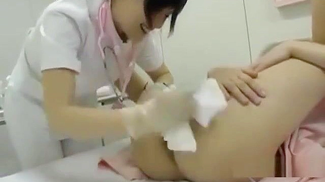 Japanese MILF Gets Her Body Washed and Kisses the Nurse on the Bed