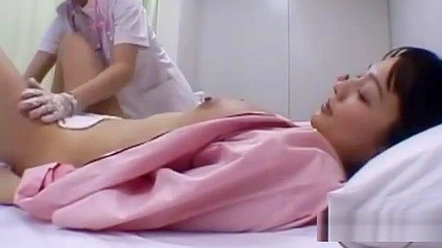 Japanese MILF Gets Her Body Washed and Kisses the Nurse on the Bed