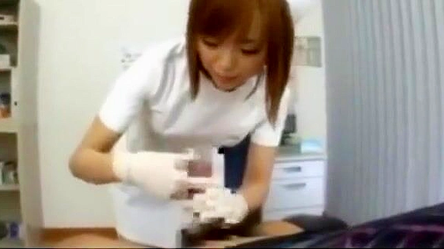 Naughty Nurse Delivers Creamy Cumshot in Latex Gloves!