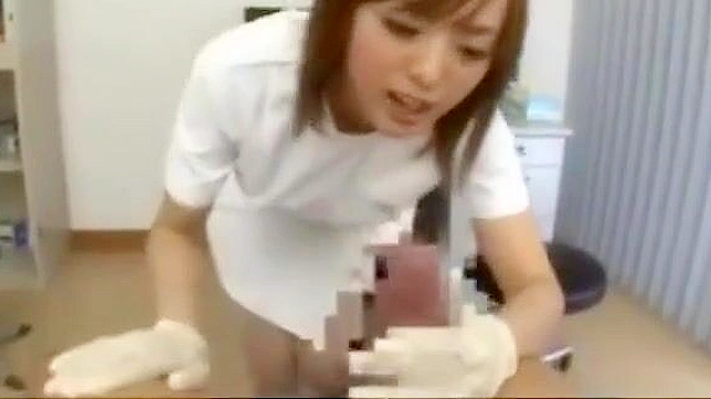 Naughty Nurse Delivers Creamy Cumshot in Latex Gloves!