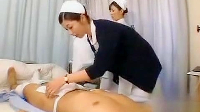 Watch as this luscious Japanese nurse masters her handjob technique!