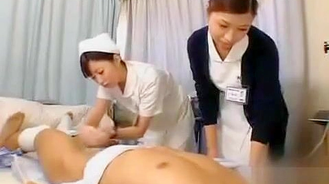 Watch as this luscious Japanese nurse masters her handjob technique!