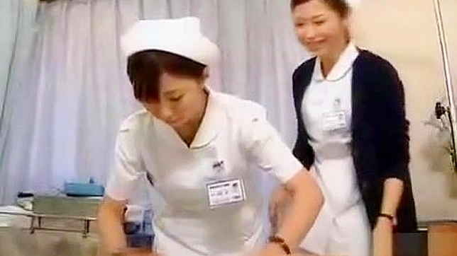 Watch as this luscious Japanese nurse masters her handjob technique!