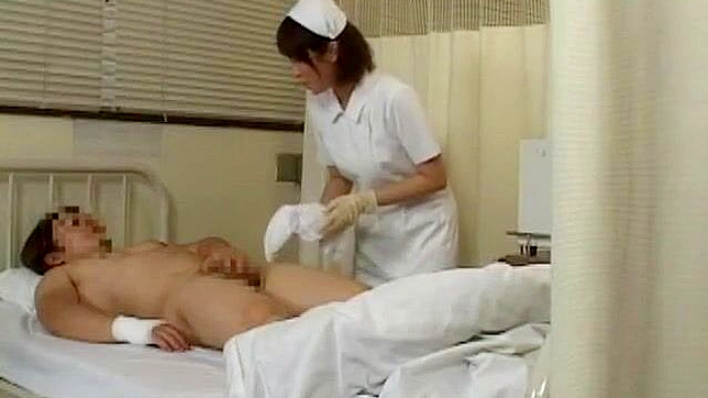 Dirty Japanese Nurse waitress gets her tight holes destroyed and creampied by more clients