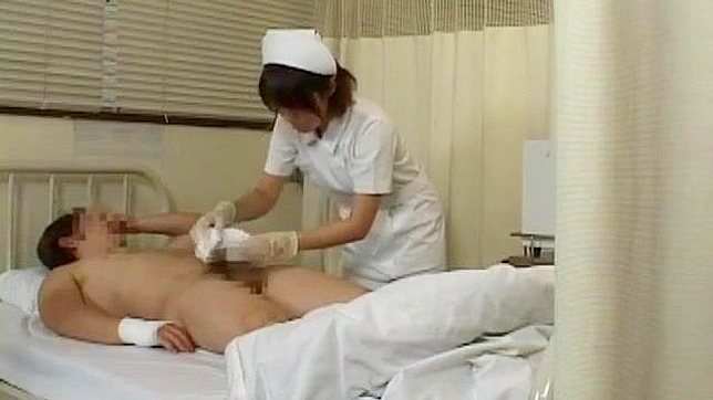 Dirty Japanese Nurse waitress gets her tight holes destroyed and creampied by more clients