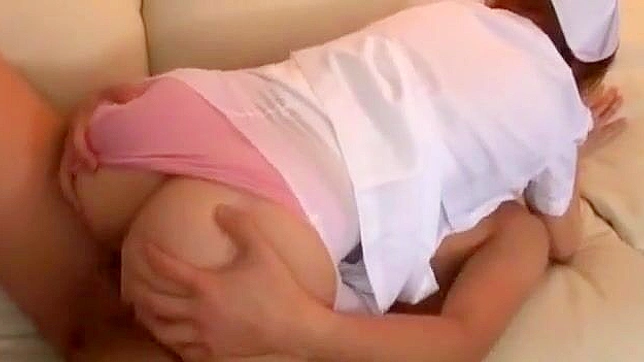 Shy Japanese Nurse babe gets her pussy pounded and creampied by a guy with glasses