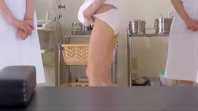 Cute Japanese Nurse Girl Teases Guy with in a Row Handjob After Watching Him Jerk off and Cum.