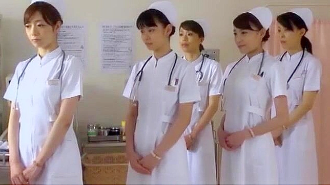 Cute Japanese Nurse Girl Teases Guy with in a Row Handjob After Watching Him Jerk off and Cum.