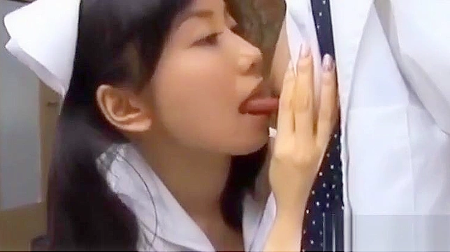 Naughty Japanese babe sucks her lover's dick in a toilet