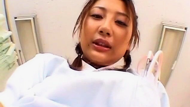 Busty Japanese Nurse Babe Loves Getting Her Nipples Pinched Hard and Her Tight Hairy Pussy Fingered