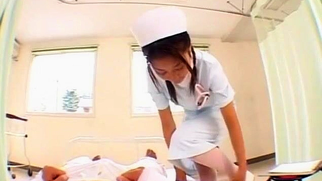 Busty Japanese Nurse Babe Loves Getting Her Nipples Pinched Hard and Her Tight Hairy Pussy Fingered