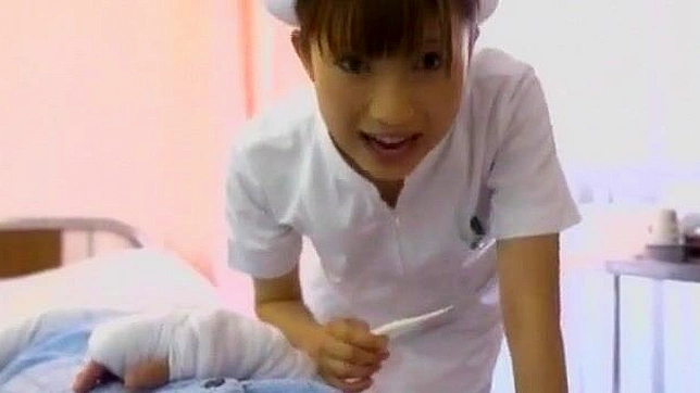 Sweet Japanese Nurse redhead enjoys a bath with her man before sucking him off